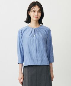 L size ONWARD(大きいサイズ) / エルサイズオンワード カットソー | ストライプジャージー バックペプラム カットソー