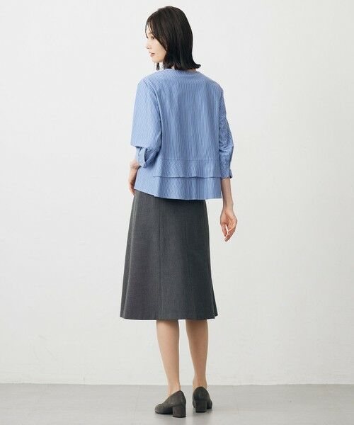 L size ONWARD(大きいサイズ) / エルサイズオンワード カットソー | ストライプジャージー バックペプラム カットソー | 詳細14