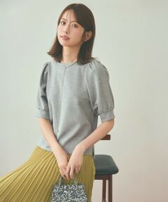 L size ONWARD(大きいサイズ) / エルサイズオンワード カットソー | 【洗える】シャイニーラメパフスリーブ カットソー