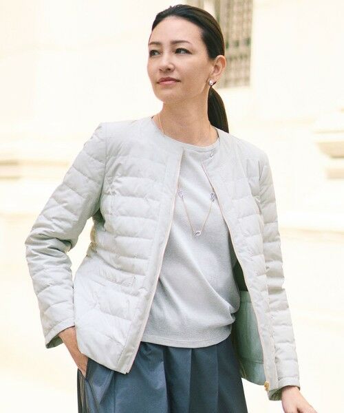 L size ONWARD(大きいサイズ)/エルサイズオンワード 【カタログ掲載・洗える】ラメトリコットジャージー カットソー グレー 44 L size ONWARD(大きいサイズ)/エルサイズオンワード 【カタログ掲載・洗える】ラメトリコットジャージー カットソー グレー 44