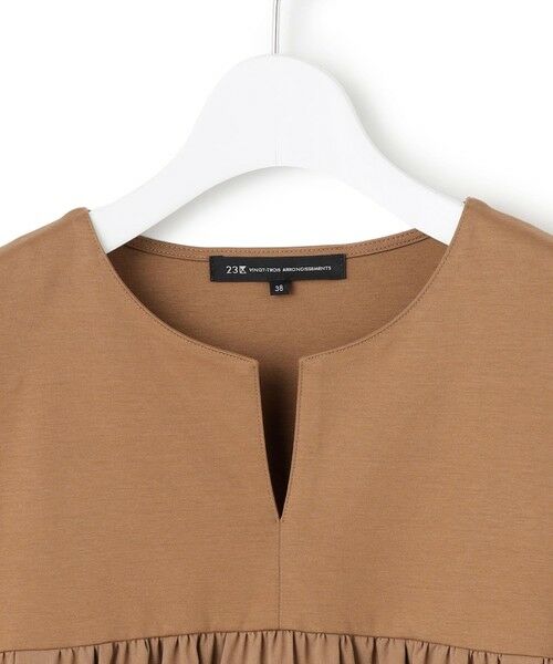L size ONWARD(大きいサイズ) / エルサイズオンワード カットソー | 【洗える】シルキータフタコンビ チュニック カットソー | 詳細9
