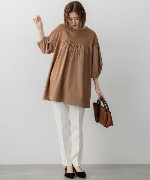 L size ONWARD(大きいサイズ) / エルサイズオンワード カットソー | 【洗える】シルキータフタコンビ チュニック カットソー | 詳細4