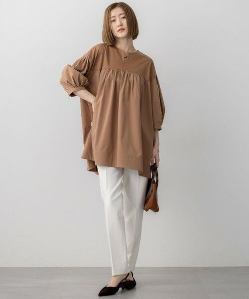 L size ONWARD(大きいサイズ) / エルサイズオンワード カットソー | 【洗える】シルキータフタコンビ チュニック カットソー | 詳細5