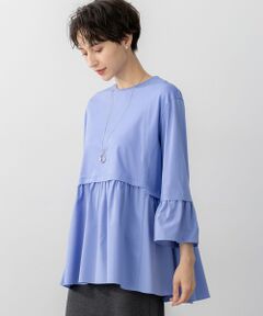 L size ONWARD(大きいサイズ) / エルサイズオンワード カットソー | 【洗える】シルキータフタコンビ ペプラム カットソー