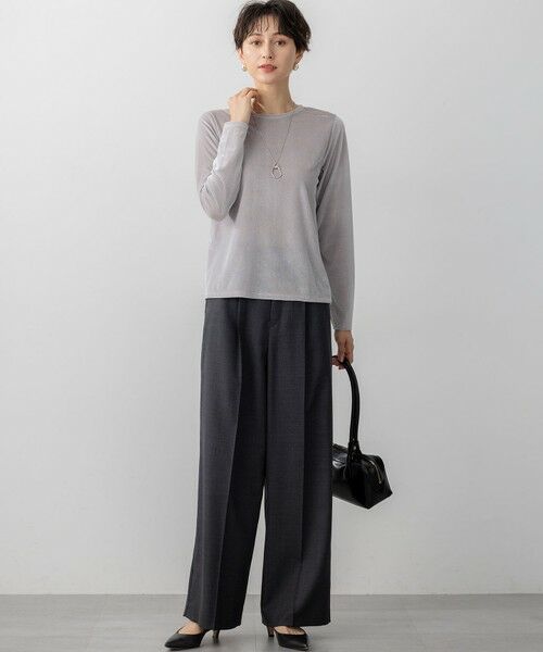 L size ONWARD(大きいサイズ) / エルサイズオンワード カットソー | 【洗える】シアーベロア ロングスリーブ Tシャツ | 詳細5