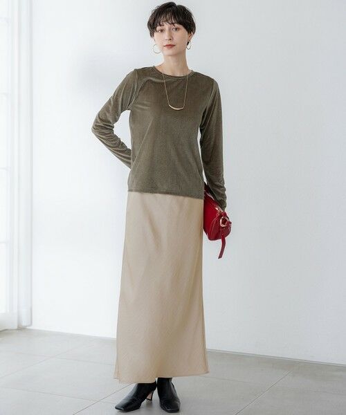 L size ONWARD(大きいサイズ) / エルサイズオンワード カットソー | 【洗える】シアーベロア ロングスリーブ Tシャツ | 詳細7