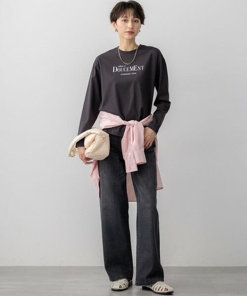 L size ONWARD(大きいサイズ) / エルサイズオンワード カットソー | 【洗える】ロゴプリント コットン Tシャツ | 詳細4