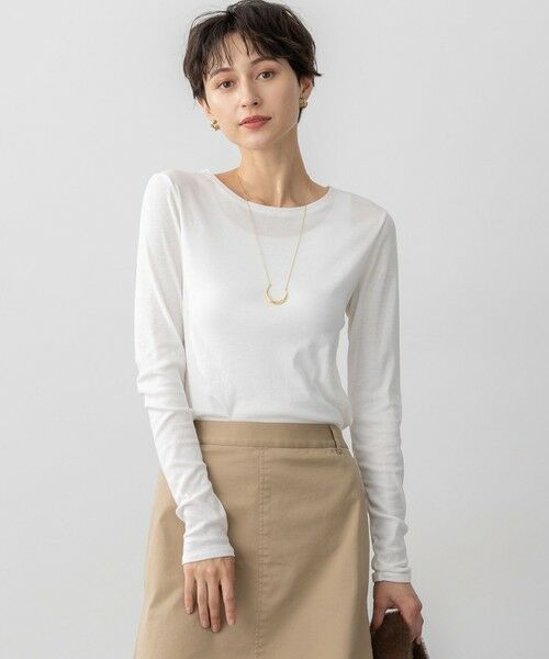 L size ONWARD(大きいサイズ)/エルサイズオンワード 【洗える】シアーレイヤード カットソー ホワイト系 46 L size ONWARD(大きいサイズ)/エルサイズオンワード 【洗える】シアーレイヤード カットソー ホワイト系 46