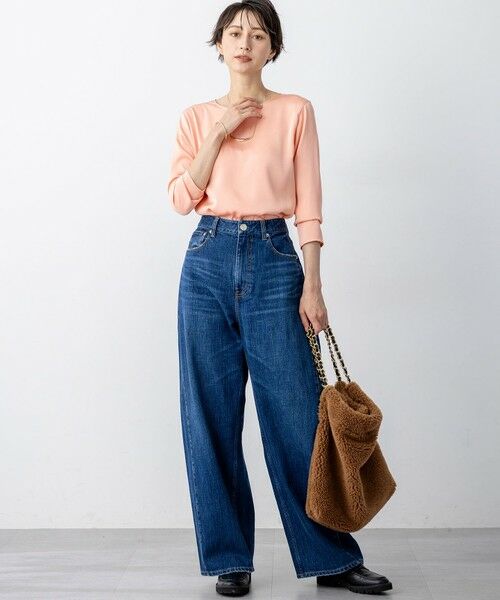 L size ONWARD(大きいサイズ) / エルサイズオンワード カットソー | 【洗える】サテン ロングスリーブ Tシャツ | 詳細19