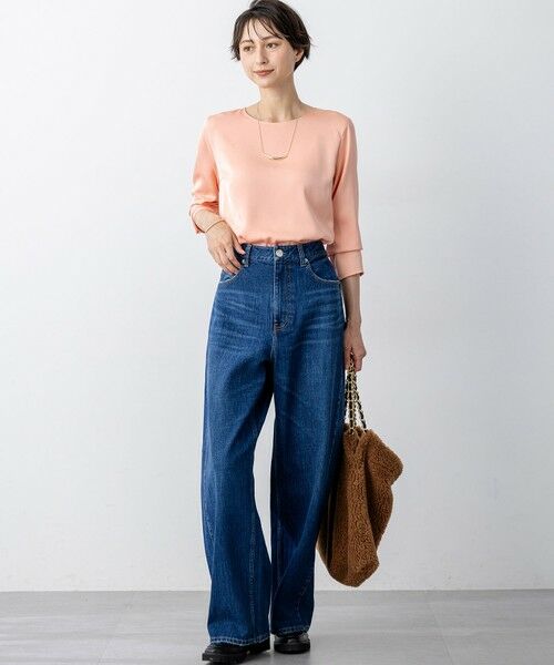 L size ONWARD(大きいサイズ) / エルサイズオンワード カットソー | 【洗える】サテン ロングスリーブ Tシャツ | 詳細20