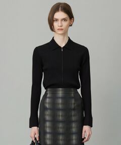 L size ONWARD(大きいサイズ) / エルサイズオンワード カーディガン・ボレロ | 【洗える】シルクヴィスコースハイゲージ ジップアップカーディガン