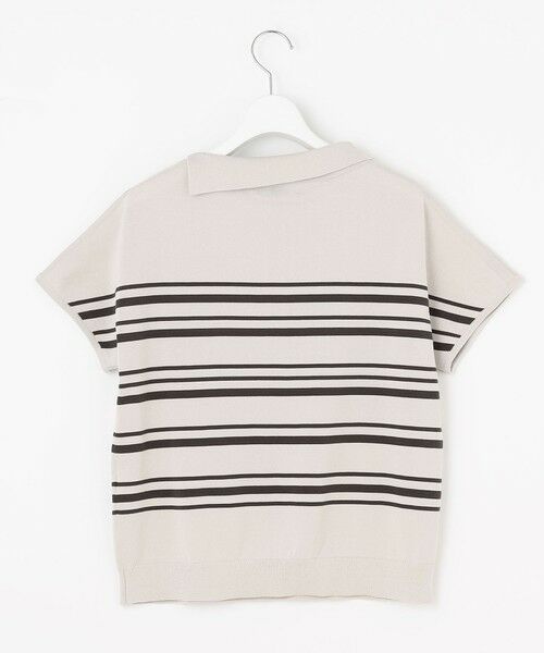 L size ONWARD(大きいサイズ) / エルサイズオンワード ニット・セーター | 【WEB限定カラーあり・洗える・抗菌防臭】COTTON POLYESTER ボーダー 襟付き ニット | 詳細4