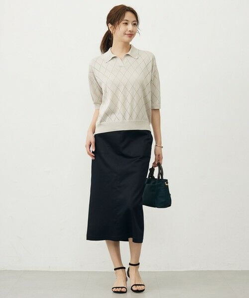 L size ONWARD(大きいサイズ) / エルサイズオンワード ニット・セーター | 【洗える・抗菌防臭】COTTON POLYESTER ポロ ニット | 詳細1