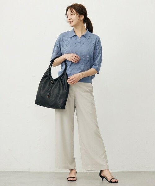 L size ONWARD(大きいサイズ) / エルサイズオンワード ニット・セーター | 【洗える・抗菌防臭】COTTON POLYESTER ポロ ニット | 詳細5