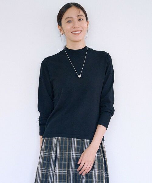 L size ONWARD(大きいサイズ)/エルサイズオンワード 【人気のため新色追加・洗える】PRINCE ハイネック ニット ブラック系 T13 L size ONWARD(大きいサイズ)/エルサイズオンワード 【人気のため新色追加・洗える】PRINCE ハイネック ニット ブラック系 T13