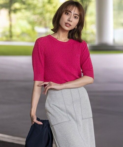 L size ONWARD(大きいサイズ) / エルサイズオンワード ニット・セーター | 【UVカット・洗える】ケーブルニット プルオーバー | 詳細4