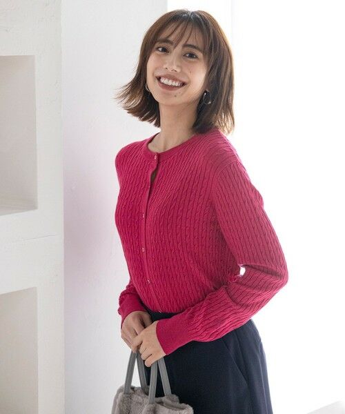 L size ONWARD(大きいサイズ) / エルサイズオンワード カーディガン・ボレロ | 【UVカット・洗える】ケーブルニット カーディガン | 詳細11