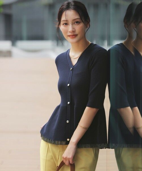 L size ONWARD(大きいサイズ) / エルサイズオンワード ニット・セーター | 【洗える】シアーフリルペプラム ニット | 詳細11