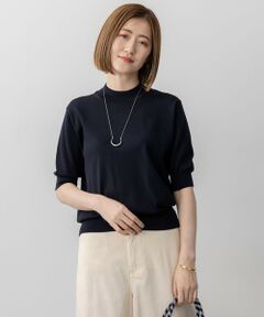 L size ONWARD(大きいサイズ) / エルサイズオンワード ニット・セーター | 【洗える】サステナブルウール モックネック 5分袖 ニット