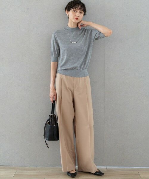 L size ONWARD(大きいサイズ) / エルサイズオンワード ニット・セーター | 【洗える】サステナブルウール モックネック 5分袖 ニット | 詳細2