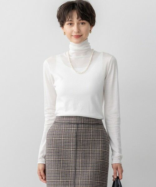 L size ONWARD(大きいサイズ)/エルサイズオンワード 【洗える】スムージーコットン タートルネック ニット ホワイト系 48 L size ONWARD(大きいサイズ)/エルサイズオンワード 【洗える】スムージーコットン タートルネック ニット ホワイト系 48