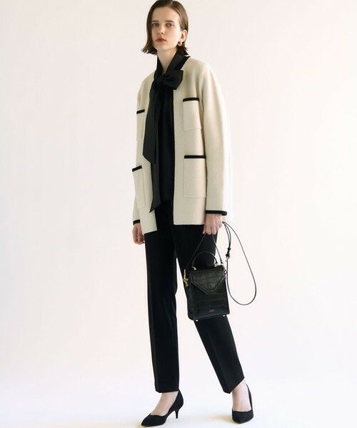 L size ONWARD(大きいサイズ) / エルサイズオンワード その他アウター | 【洗える】ミニブークレニット バイカラー ジャケット | 詳細2