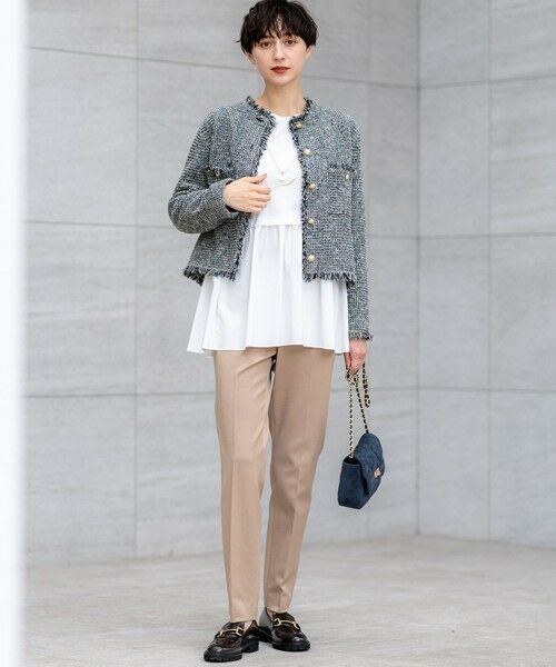 L size ONWARD(大きいサイズ) / エルサイズオンワード ノーカラージャケット | 【見上愛さん着用/GLOW11月号掲載】ツイード ニット ジャケット | 詳細17