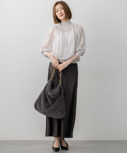 L size ONWARD(大きいサイズ) / エルサイズオンワード ニット・セーター | 【洗える】シアーギャザー ハイネック ニット | 詳細2