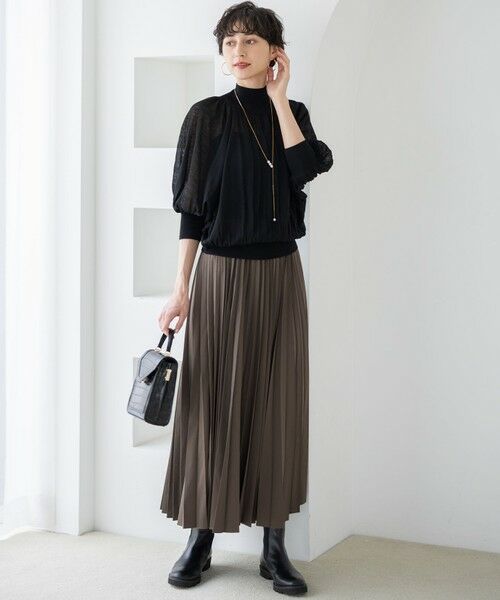 L size ONWARD(大きいサイズ) / エルサイズオンワード ニット・セーター | 【洗える】シアーギャザー ハイネック ニット | 詳細4