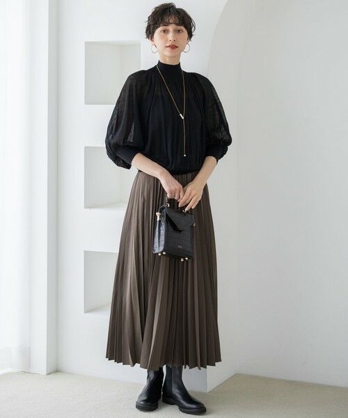 L size ONWARD(大きいサイズ) / エルサイズオンワード ニット・セーター | 【洗える】シアーギャザー ハイネック ニット | 詳細5