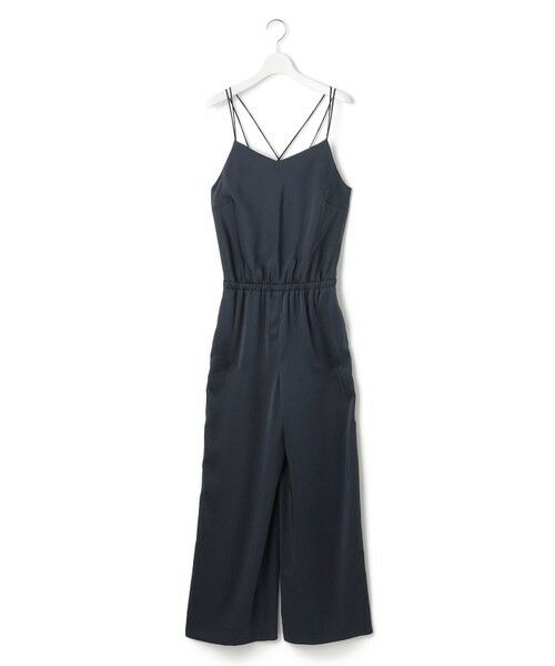 L size ONWARD(大きいサイズ) / エルサイズオンワード サロペット・オールインワン | 【WEB&一部店舗限定】 StretchVintageSatin オールインワン(ネイビー系)