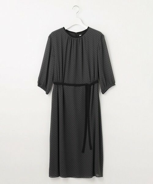 L size ONWARD(大きいサイズ) / エルサイズオンワード ロング・マキシ丈ワンピース | 【洗える】ドットフロッキープリント ワンピース | 詳細5