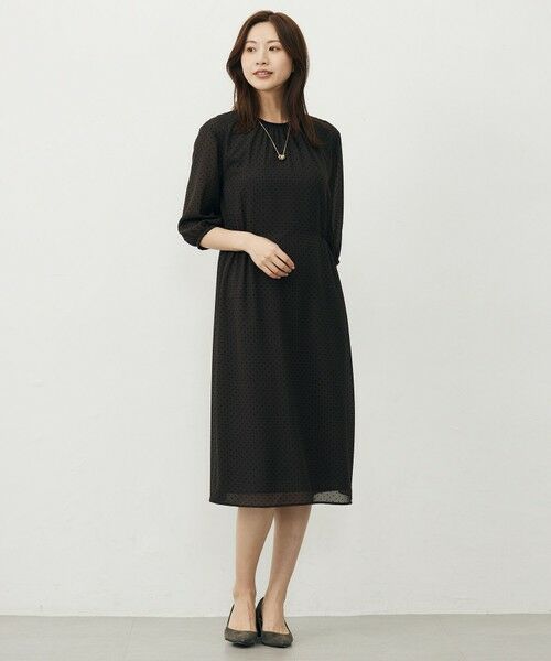 L size ONWARD(大きいサイズ) / エルサイズオンワード ロング・マキシ丈ワンピース | 【洗える】ドットフロッキープリント ワンピース | 詳細14