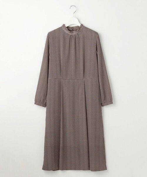 L size ONWARD(大きいサイズ) / エルサイズオンワード ロング・マキシ丈ワンピース | デシンハウンドトゥースプリント ワンピース | 詳細13