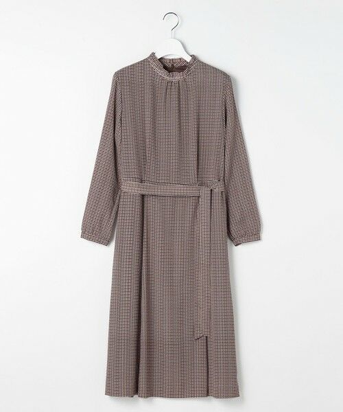 L size ONWARD(大きいサイズ) / エルサイズオンワード ロング・マキシ丈ワンピース | デシンハウンドトゥースプリント ワンピース | 詳細4