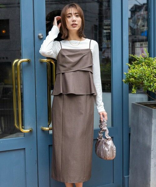 L size ONWARD(大きいサイズ) / エルサイズオンワード セットアップ | 【洗える】ビスチェワンピース セット | 詳細4