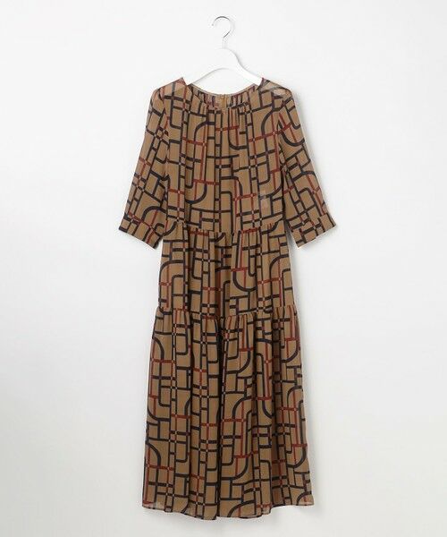 L size ONWARD(大きいサイズ) / エルサイズオンワード ロング・マキシ丈ワンピース | 【17号サイズまで展開】ジオメトリックレトロプリント ワンピース | 詳細6