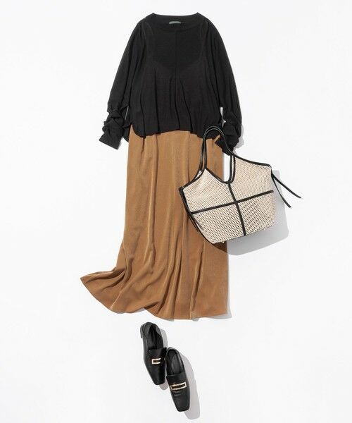 L size ONWARD(大きいサイズ) / エルサイズオンワード ロング・マキシ丈ワンピース | 【見上愛さん着用/洗える】スエーディーサテン キャミソール ワンピース | 詳細11