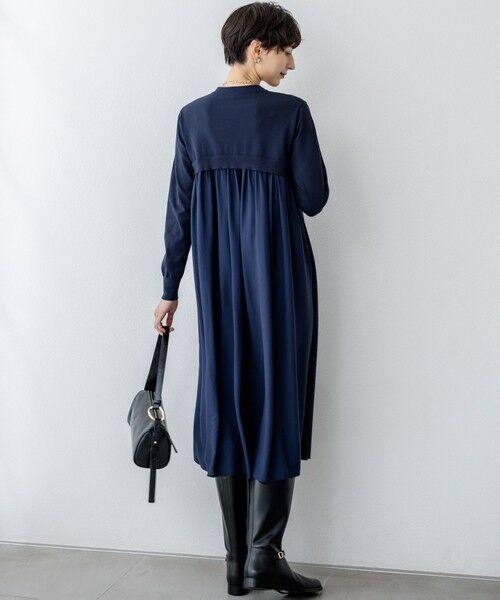 L size ONWARD(大きいサイズ) / エルサイズオンワード ミニ丈・ひざ丈ワンピース | 【洗える/吊り干しOK】ヴィスコースストレッチ  バックデザイン ニットワンピース | 詳細17