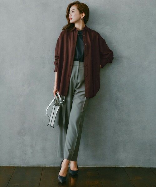 L size ONWARD(大きいサイズ) / エルサイズオンワード その他パンツ | 【UVカット・洗える】ウール2WAYストレッチ ワイドパンツ | 詳細9