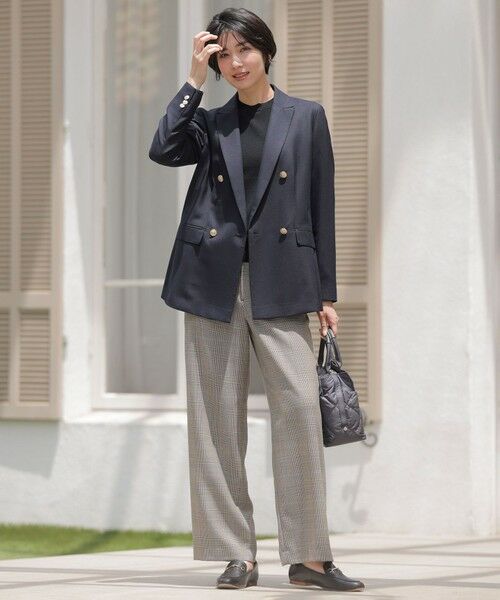 L size ONWARD(大きいサイズ) / エルサイズオンワード その他パンツ | モナベールツイル チェック ワイド パンツ | 詳細3