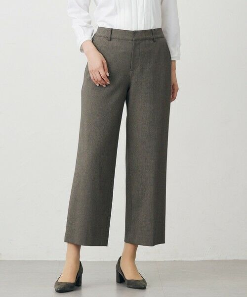 L size ONWARD(大きいサイズ)/エルサイズオンワード 【洗える】T/Rアルガンシルク ワイド パンツ ブラウン系 T15