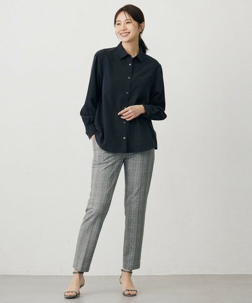 L size ONWARD(大きいサイズ) / エルサイズオンワード その他パンツ | アルガンシルク チェック テーパード パンツ | 詳細7