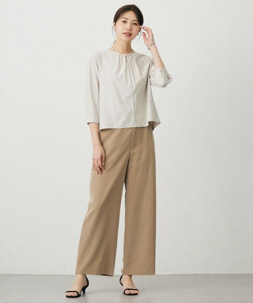 L size ONWARD(大きいサイズ) / エルサイズオンワード その他パンツ | ピーチポプリン ワイド パンツ | 詳細27