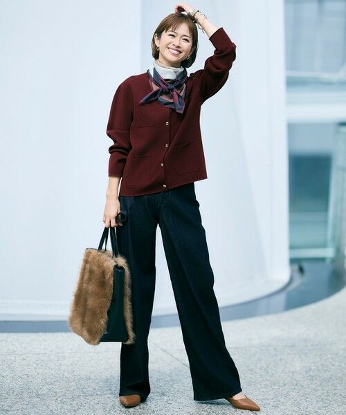 L size ONWARD(大きいサイズ) / エルサイズオンワード デニムパンツ | 【19号サイズまで展開】ウスカルデニムワイドストレート パンツ | 詳細1