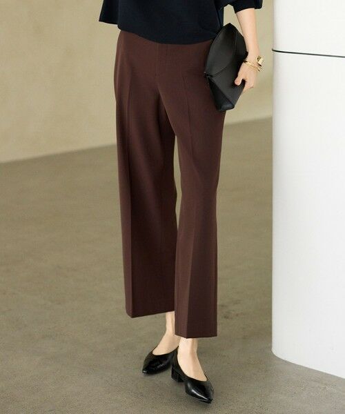 L size ONWARD(大きいサイズ) / エルサイズオンワード その他パンツ | 【19号サイズまで展開・カタログ掲載】TRギャバ裏起毛ワイド パンツ(ボルドー)