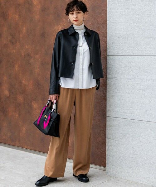 L size ONWARD(大きいサイズ) / エルサイズオンワード その他パンツ | 【見上愛さん着用/Oggi10月号掲載/洗える】スエーディーサテン ワイド パンツ | 詳細8