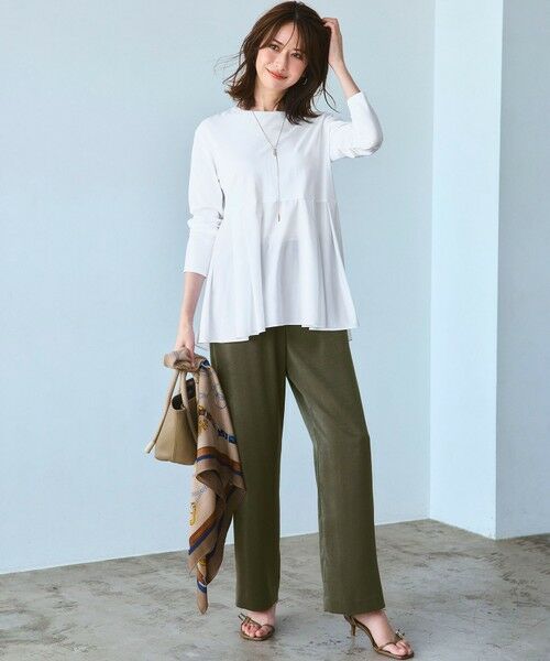 L size ONWARD(大きいサイズ) / エルサイズオンワード その他パンツ | 【見上愛さん着用/Oggi10月号掲載/洗える】スエーディーサテン ワイド パンツ | 詳細24