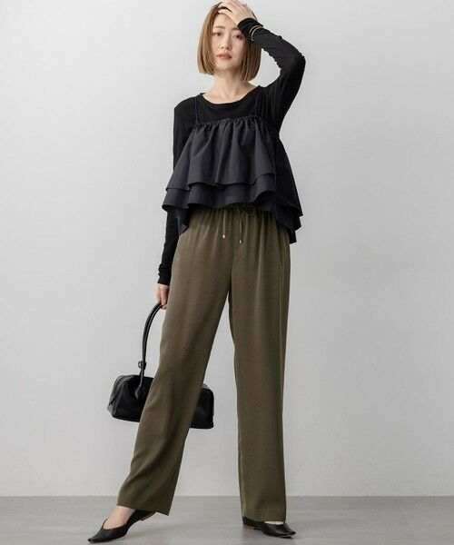 L size ONWARD(大きいサイズ) / エルサイズオンワード その他パンツ | 【見上愛さん着用/Oggi10月号掲載/洗える】スエーディーサテン ワイド パンツ | 詳細28