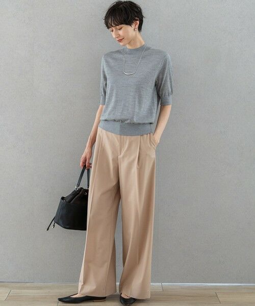 L size ONWARD(大きいサイズ) / エルサイズオンワード その他パンツ | 【洗える】TWマットクロス タック ワイド パンツ | 詳細12